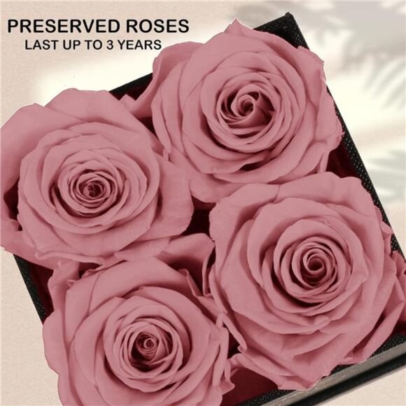4-Piece Preserved Roses in a Box, Preserved Flowers, Roses Gift for Her, Dusty - Picture 4 of 7